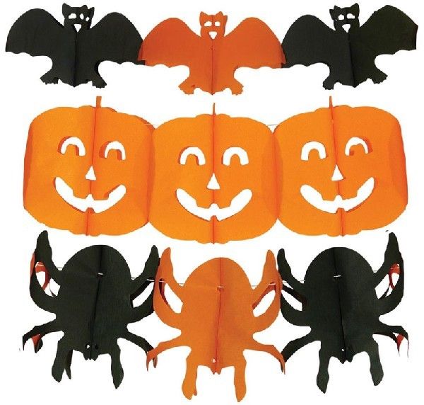 3ASST HALLOWEEN PAPER GARLAND DECORATION