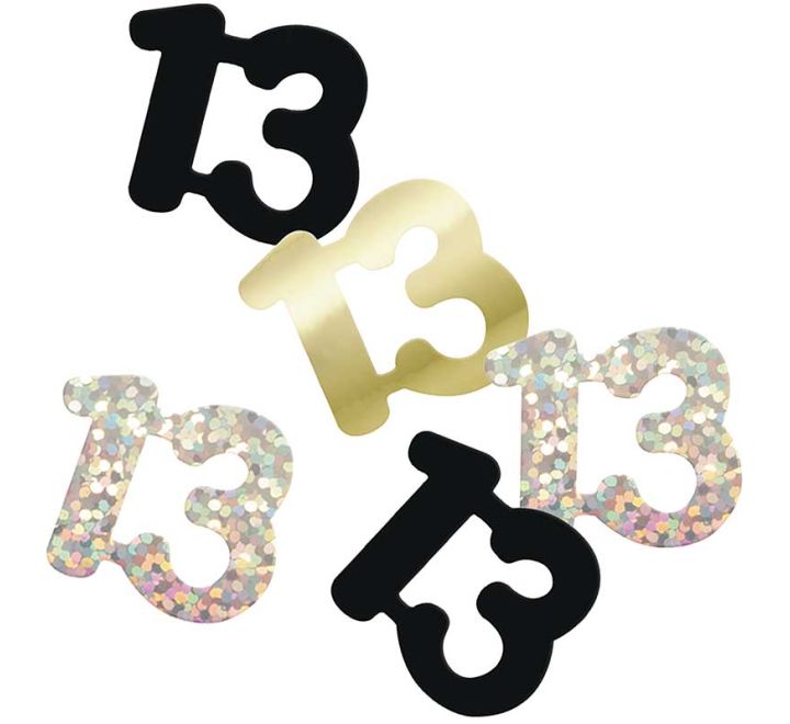 Black & Silver Happy 13th Birthday Confetti