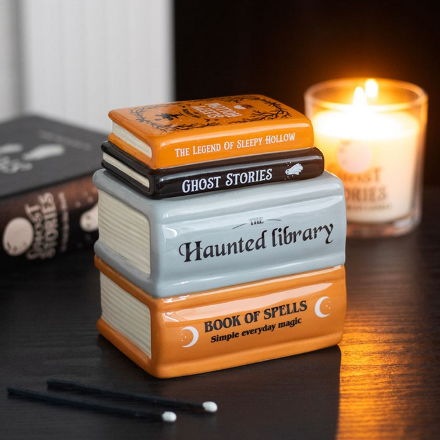 Haunted Library Book Stack Oil Burner and Wax Warmer