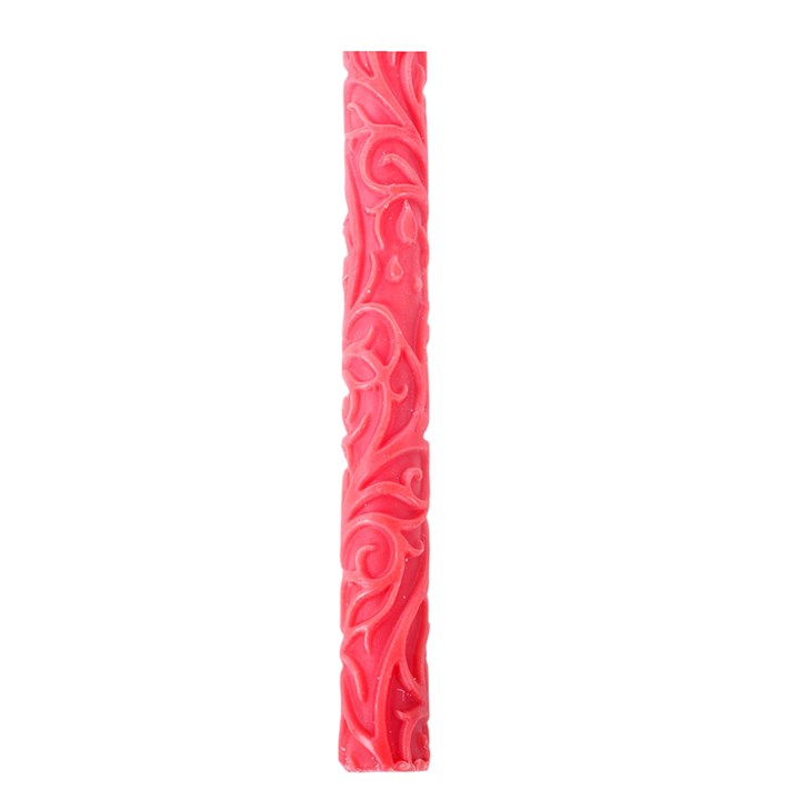 Set of 3 Red Debossed Taper Candles