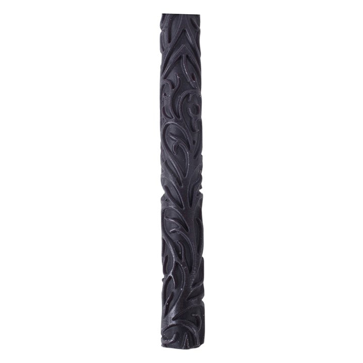 Set of 3 Black Debossed Taper Candles