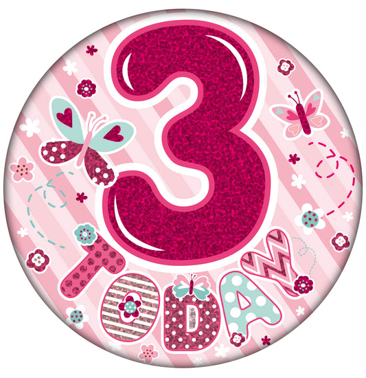 Age 3 Large Birthday Badge Female