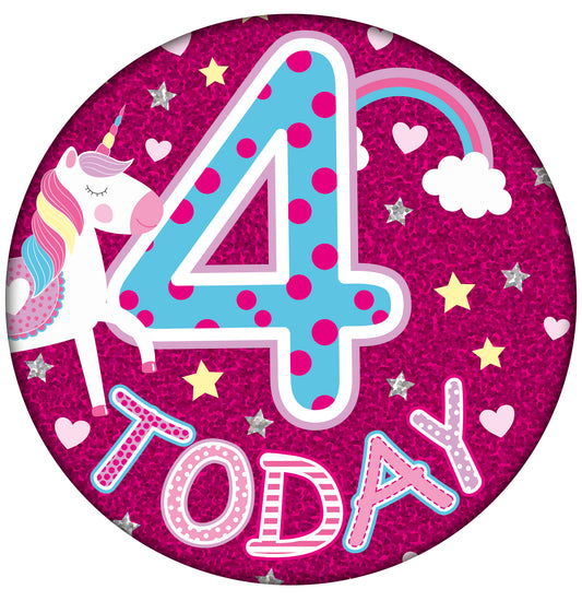 Age 4 Large Birthday Badge Female