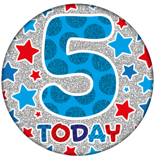 Age 5 Large Birthday Badge Male