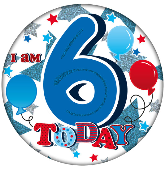 Age 6 Large Birthday Badge Male