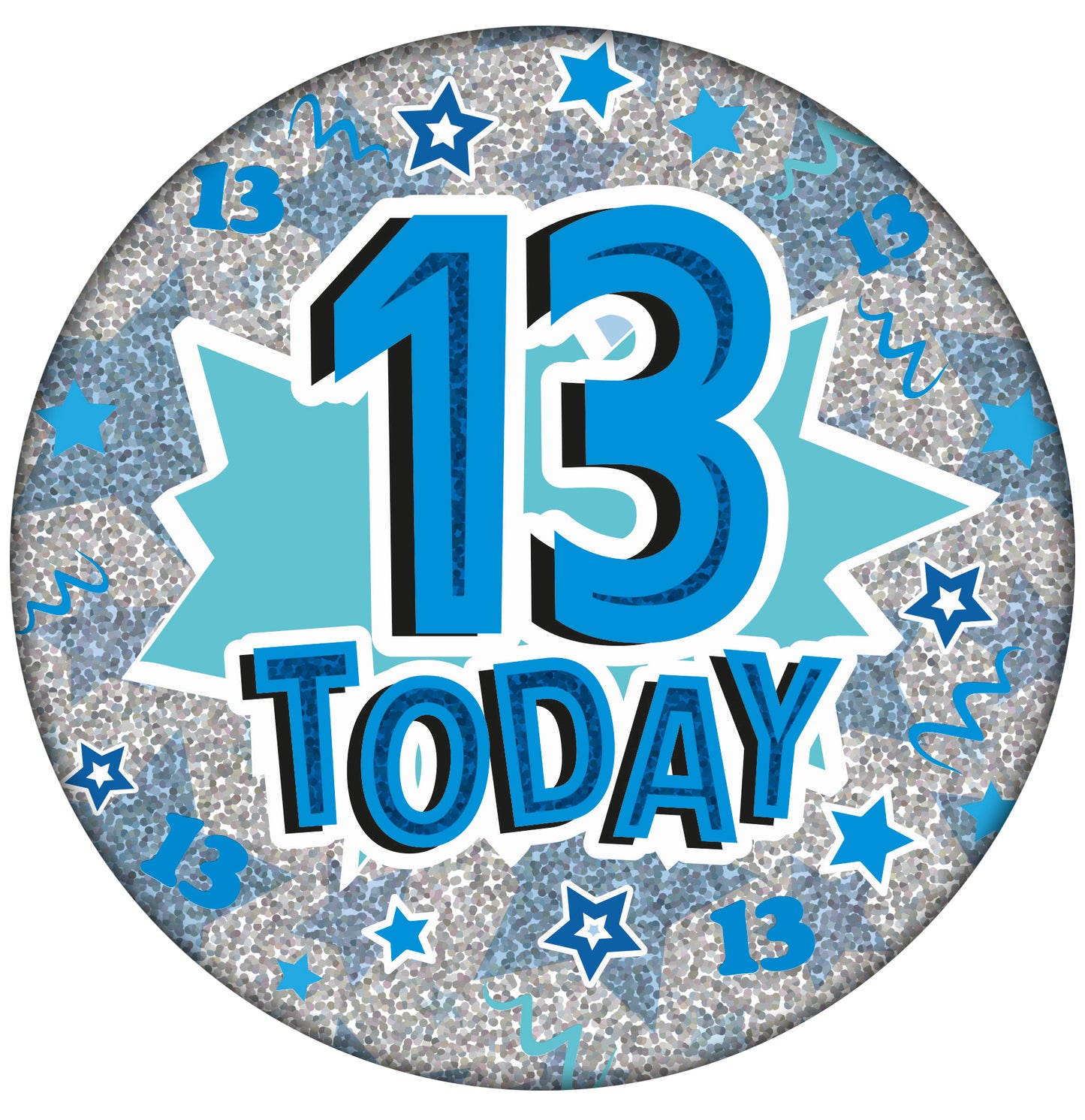Jumbo Badge 13 Today Blue Holographic