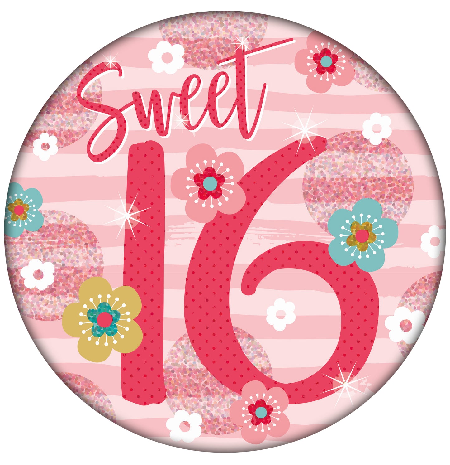 Jumbo Badge 16 Today Pink Holographic