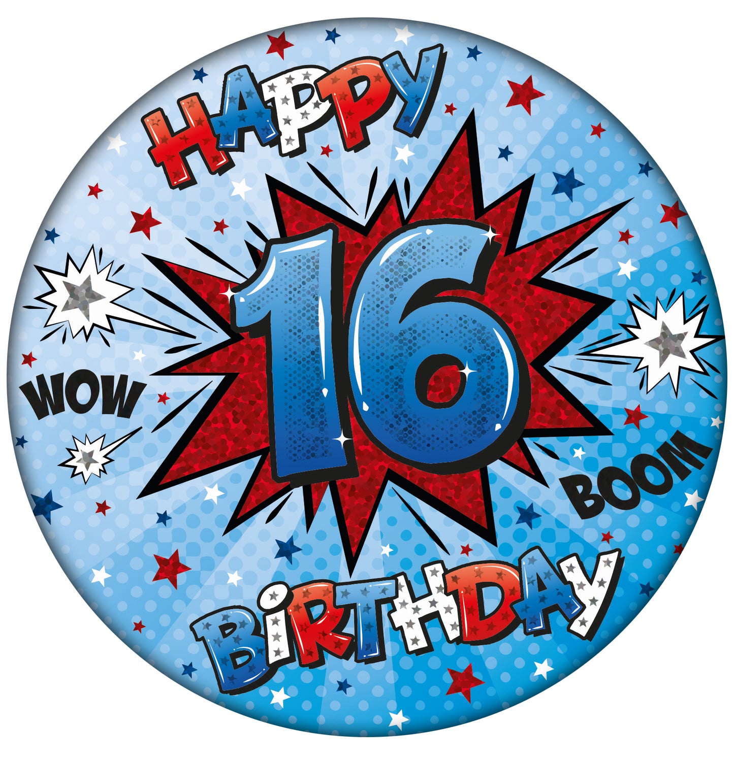 Jumbo Badge 16 Today Blue Holographic