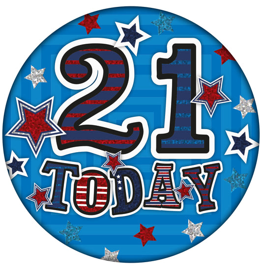 Age 21 Large Birthday Badge Male