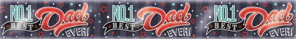 Fathers Day Number One Dad Best Dad Birthday Banner Blue And Silver Holographic Recyclable Birthday Party Banner