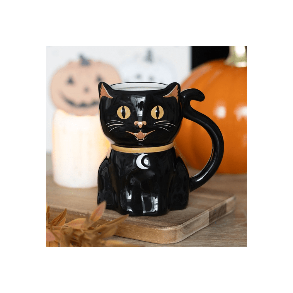 Spooky Black Cat Shaped Mug