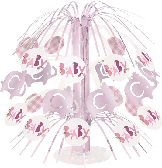 Pink Floral Elephant Cascade Centerpiece 8.5"