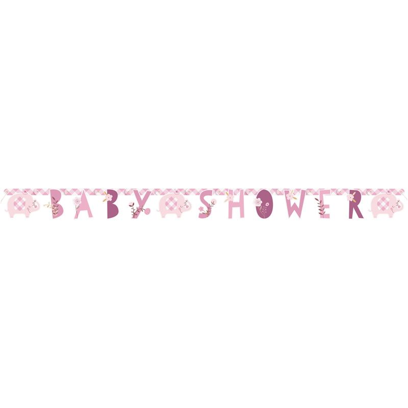 Pink Floral Elephant Jointed Banner