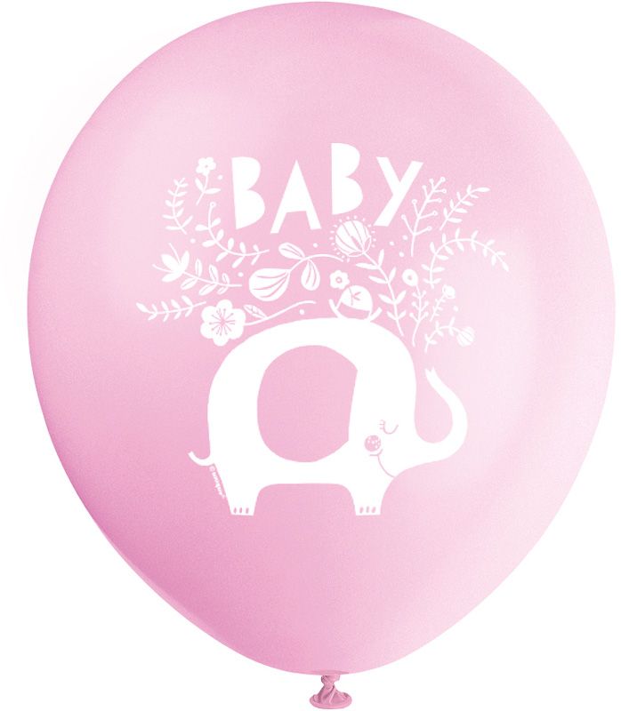 Pink Floral Elephant 12" Latex Balloons, 8ct