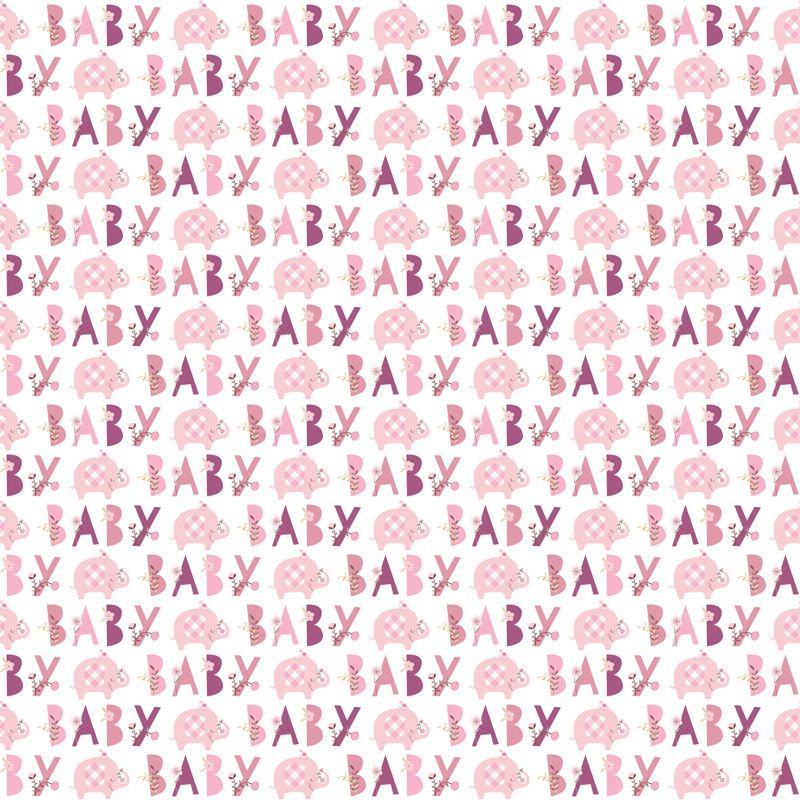 Pink Floral Elephant Gift Wrap 30"x 5ft