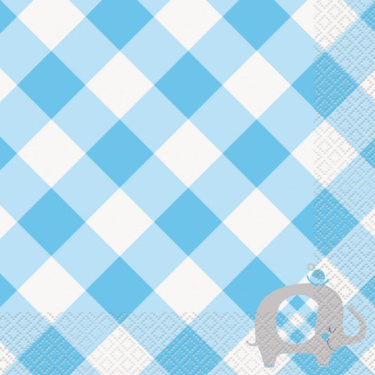 Blue Floral Elephant Luncheon Napkins, 16ct