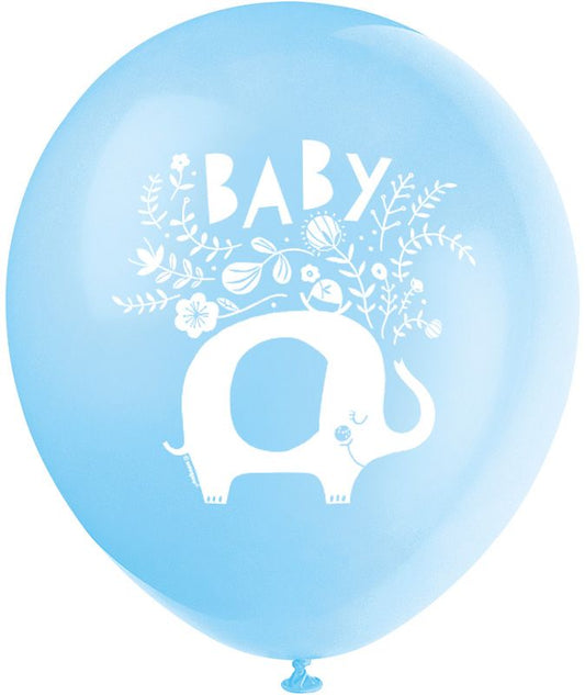 Blue Floral Elephant 12" Latex Balloons, 8ct