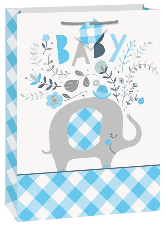 Blue Floral Elephant Jumbo Gift Bag