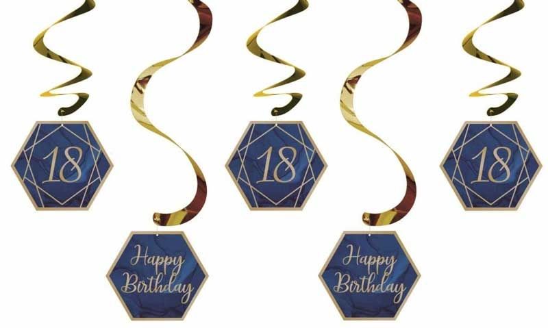 Navy and Gold Geode Age 18 Dizzy Danglers Assorted Foil Stamped