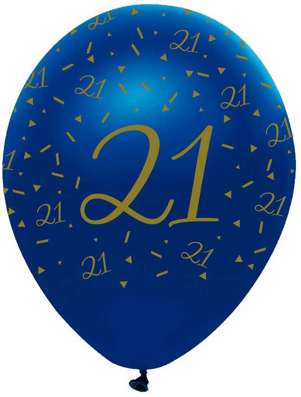 Navy and Gold Geode Age 21 Latex Balloons Pearlescent All Round Print