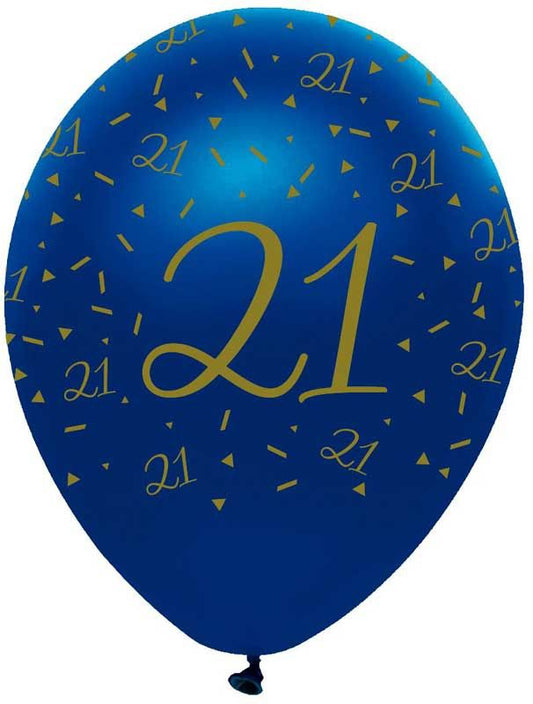 Navy and Gold Geode Age 21 Latex Balloons Pearlescent All Round Print