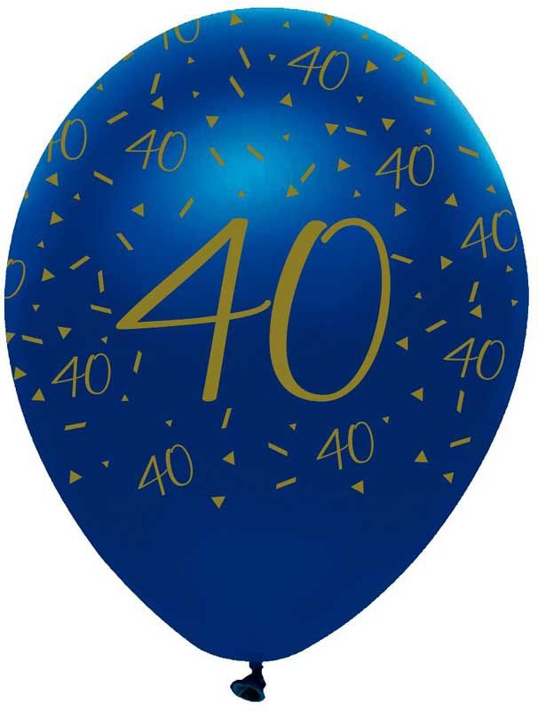 Navy and Gold Geode Age 40 Latex Balloons Pearlescent All Round Print