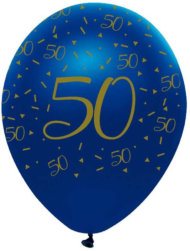 Navy and Gold Geode Age 50 Latex Balloons Pearlescent All Round Print