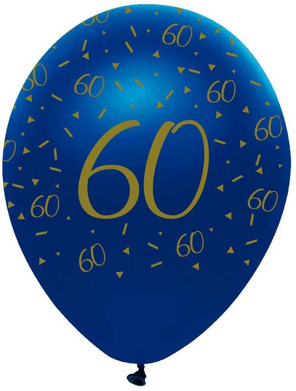 Navy and Gold Geode Age 60 Latex Balloons Pearlescent All Round Print