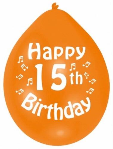 Age 15 Multicolor Birthday Balloons 10 Per Pack