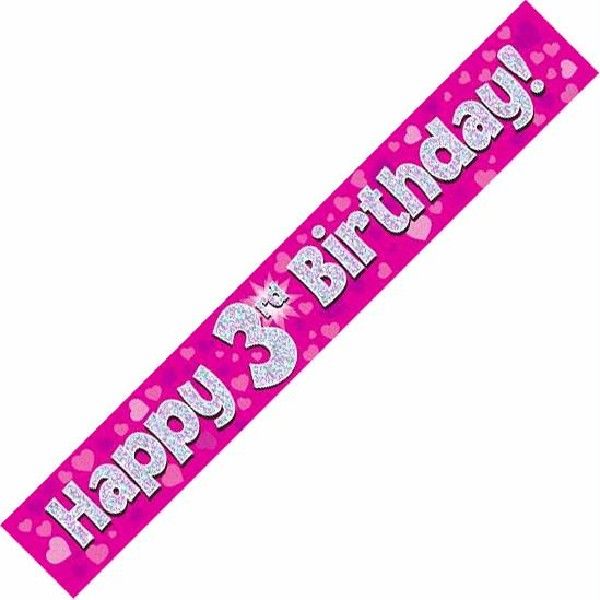 Happy 3rd Birthday Pink holographic