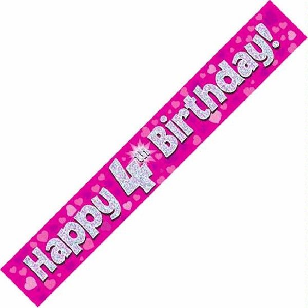 Happy 4th Birthday Pink holographic