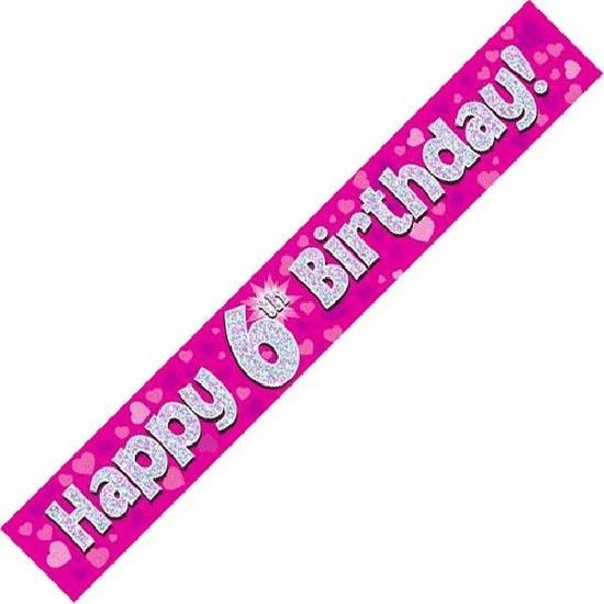 Happy 6th Birthday Pink holographic