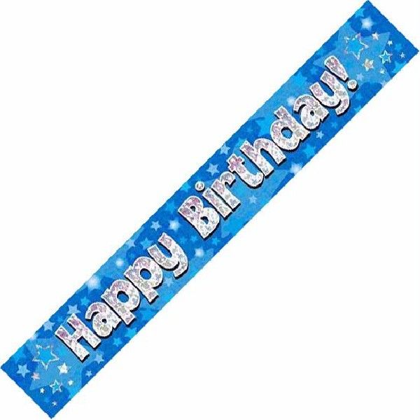 Happy Birthday Blue holographic Banner