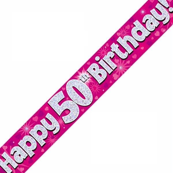 Happy 50th Birthday Pink Holographic