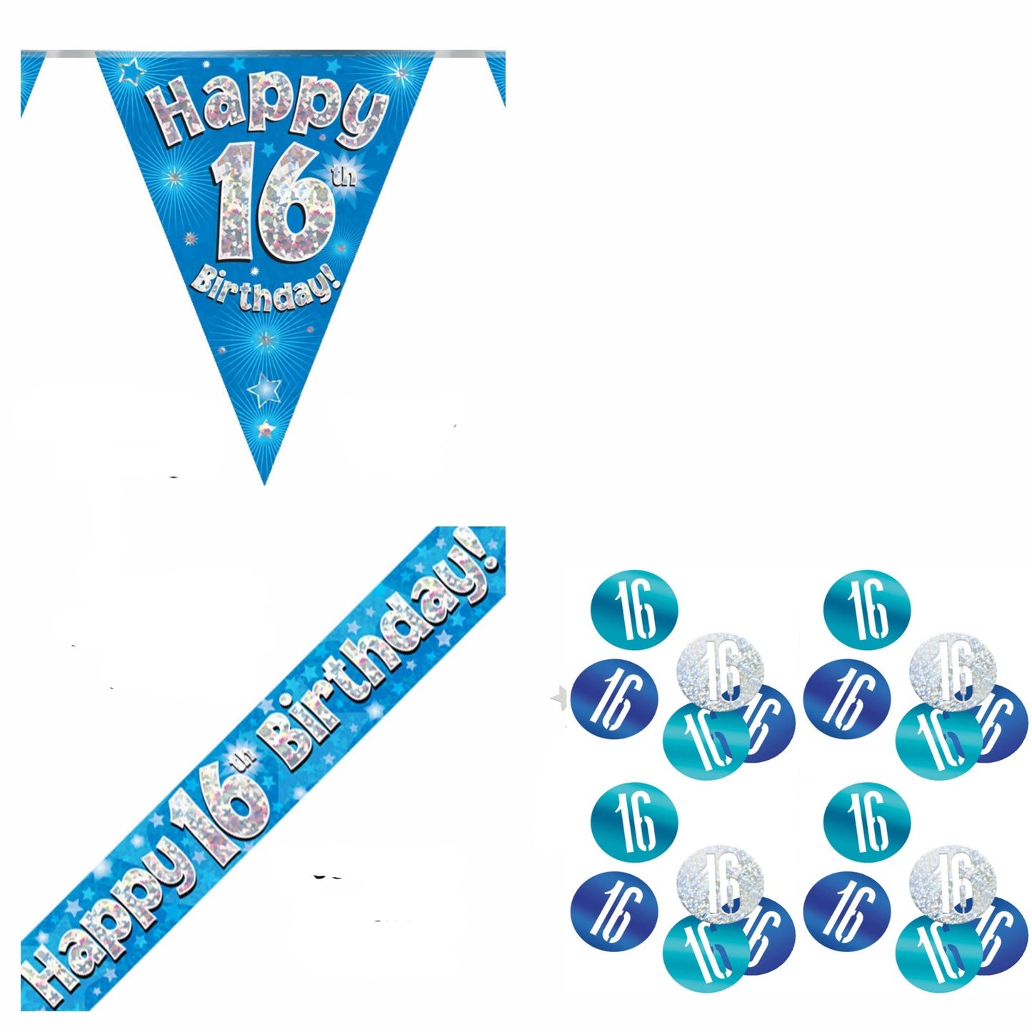 Blue Stars Bundle A Banner, Bunting, Confetti Ages 1 to 90