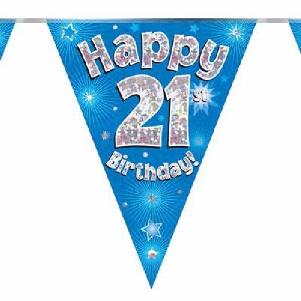 Party Bunting Happy 21st Birthday Blue