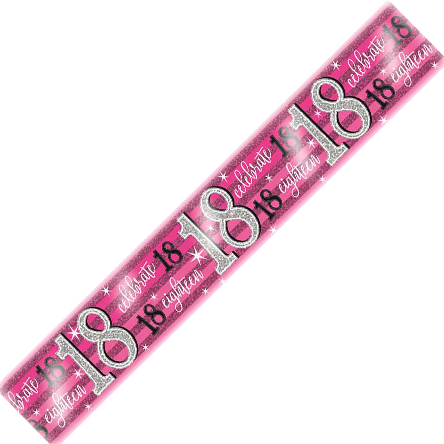 Age 18 Birthday Banner Pink, Yellow And Silver Holographic Recyclable Martini Glass 18th Birthday Party Banner