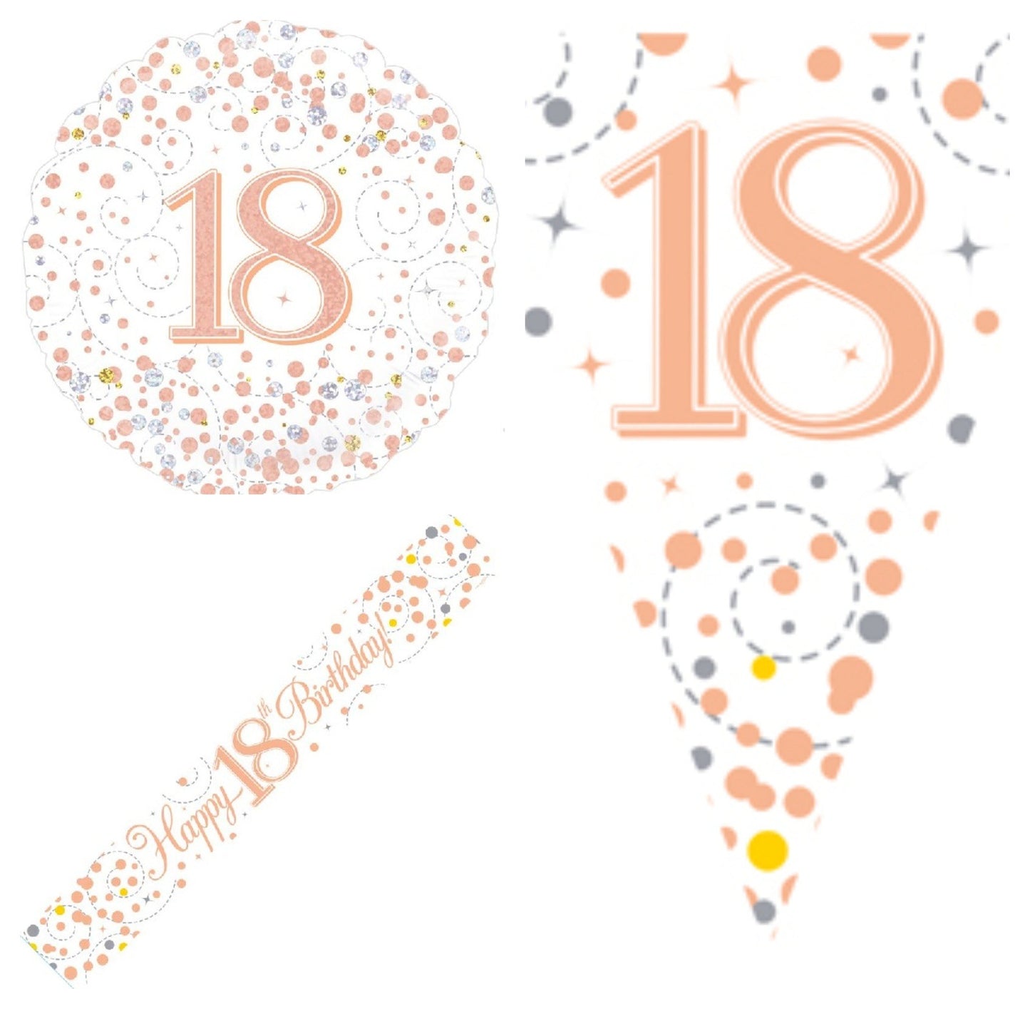 Rose Gold Bundle D Banner, Bunting, Foil Balloon Ages 16 to 90