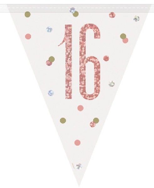 Rose Gold & Silver Prismatic Plastic Flag Banner 16th