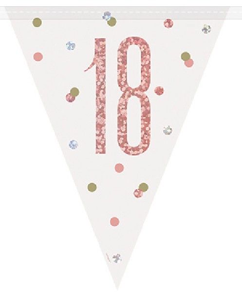 Rose Gold & Silver Prismatic Plastic Flag Banner 18th