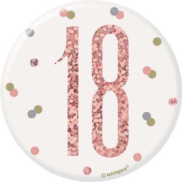 Rose Gold & Silver Birthday Badge 18th
