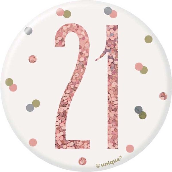 Rose Gold & Silver Birthday Badge 21st