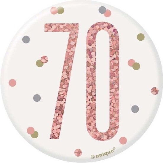 Rose Gold & Silver Birthday Badge 70th