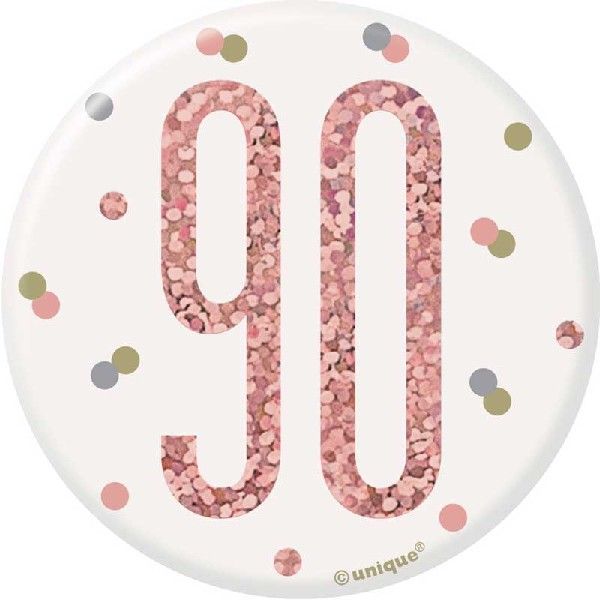 Rose Gold & Silver Birthday Badge 90th