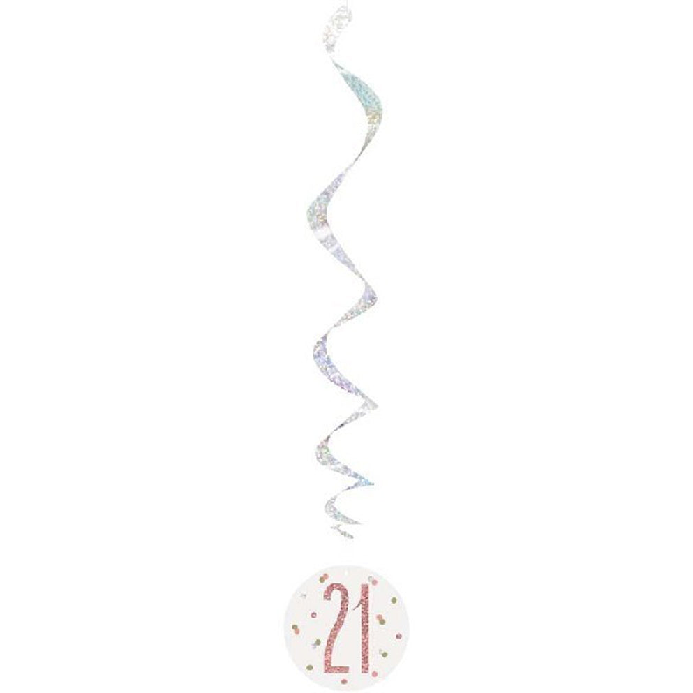 Rose Gold & Silver Hanging Swirls 21st