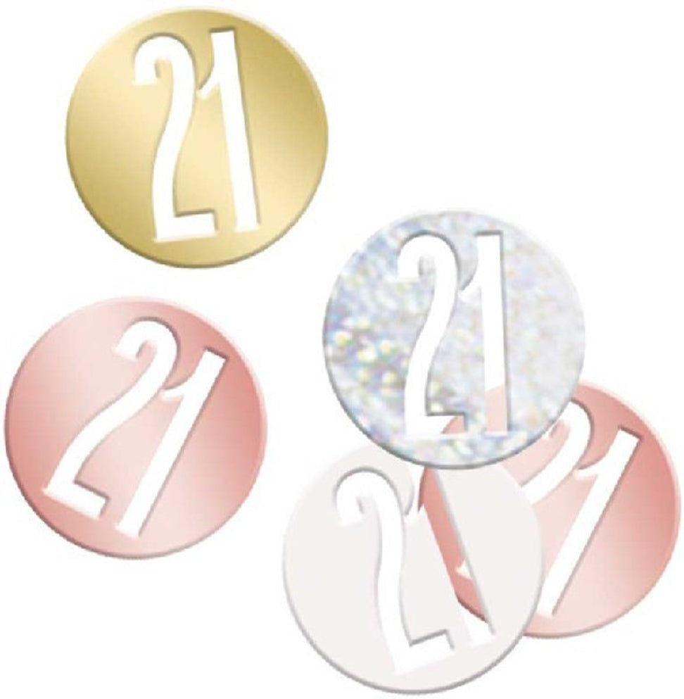 Rose Gold Number 21 Confetti