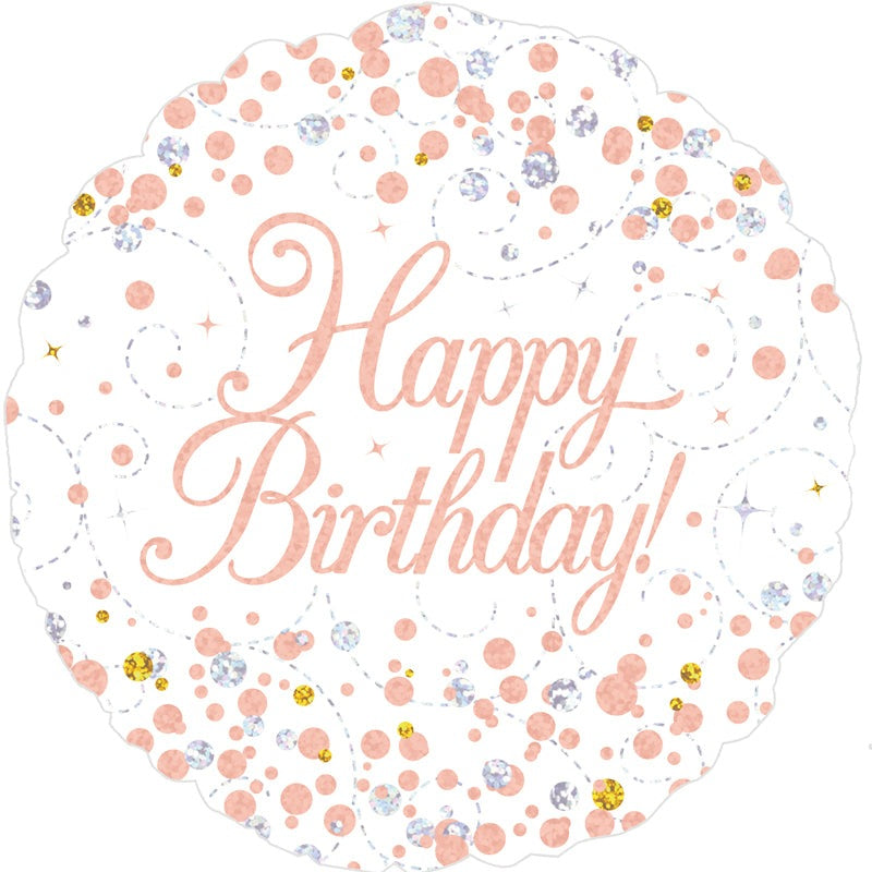 Sparkling Fizz Happy Birthday White & Rose Gold