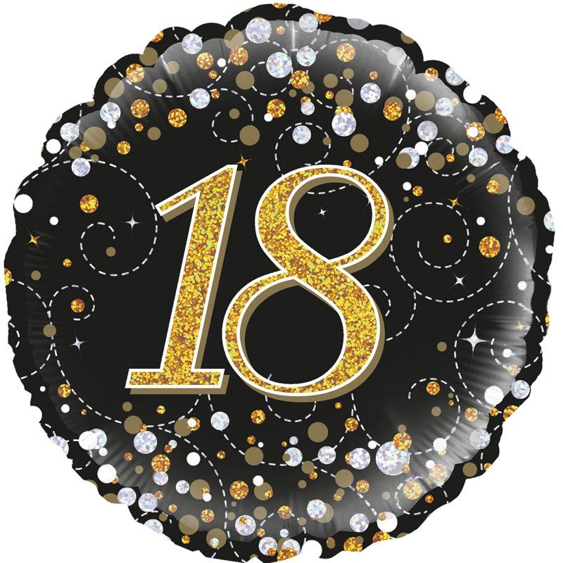18th Sparkling Fizz Birthday Black & Gold