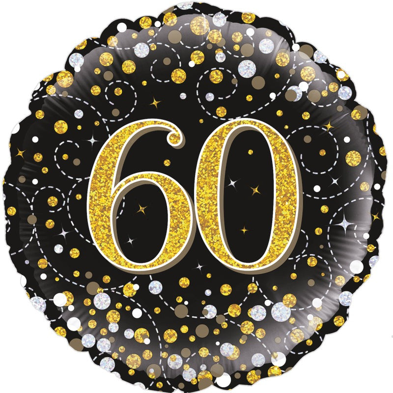 60th Sparkling Fizz Birthday Black & Gold