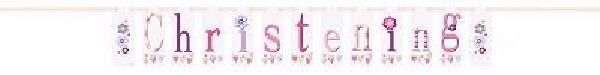 Pink Bunting Christening Block Banner, 7 ft